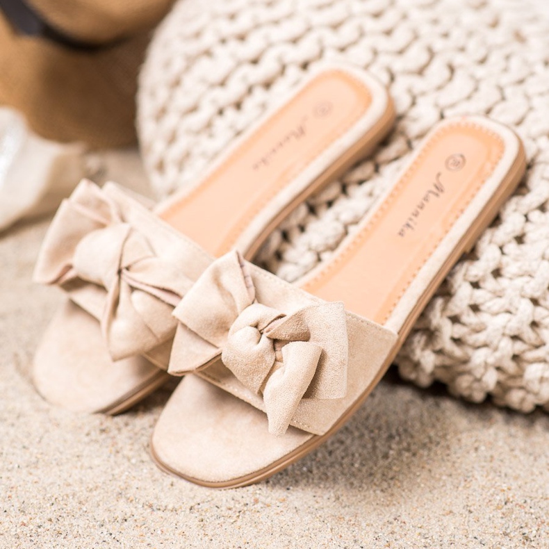 Mannika Tofflor Med En Rosett brun 2