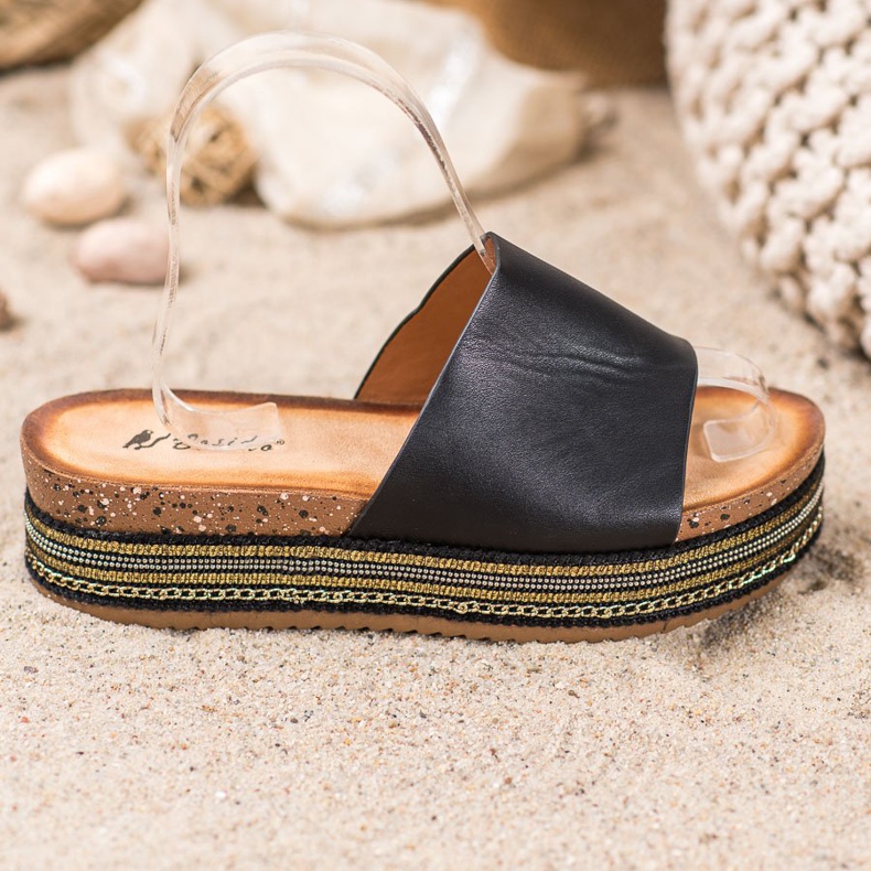 SHELOVET Svarta tofflor på plattformen 2