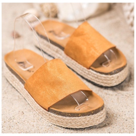 SHELOVET Espadrilles tofflor med glitter brun 1
