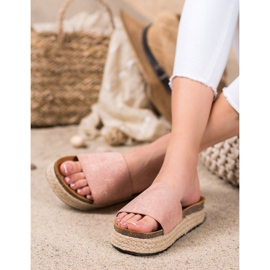 SHELOVET Espadrilles tofflor med glitter rosa 2