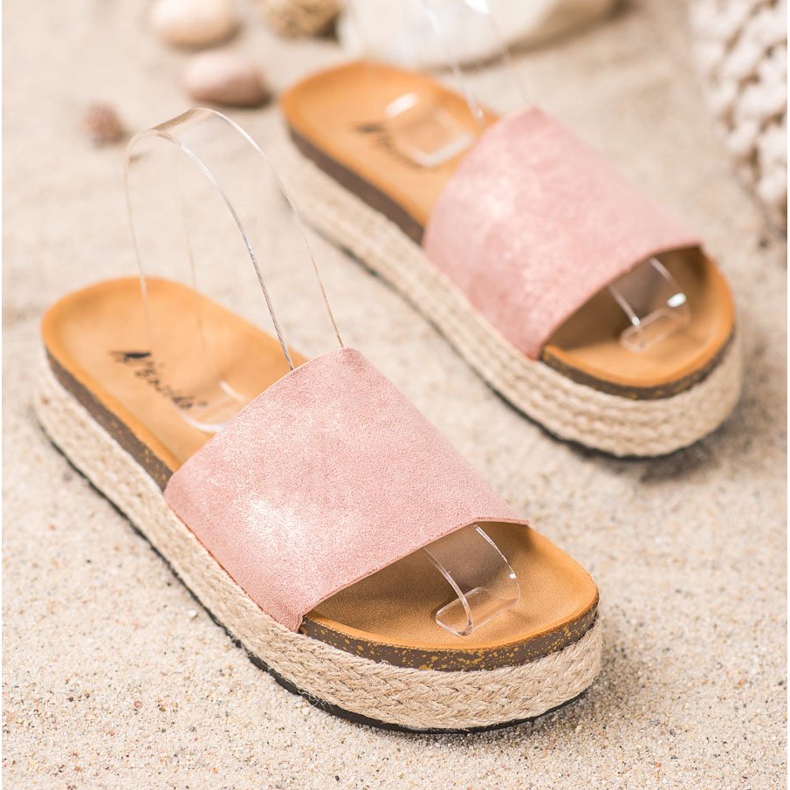 SHELOVET Espadrilles tofflor med glitter rosa 1