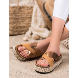 SHELOVET Tofflor På Plattformen brun gul 2