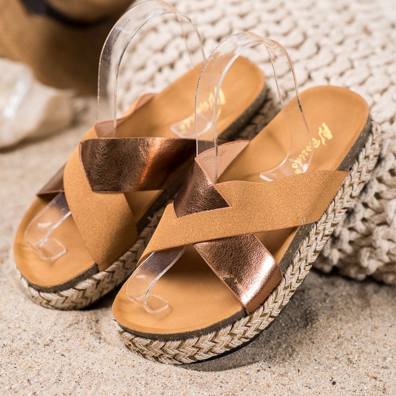 SHELOVET Tofflor På Plattformen brun gul 1