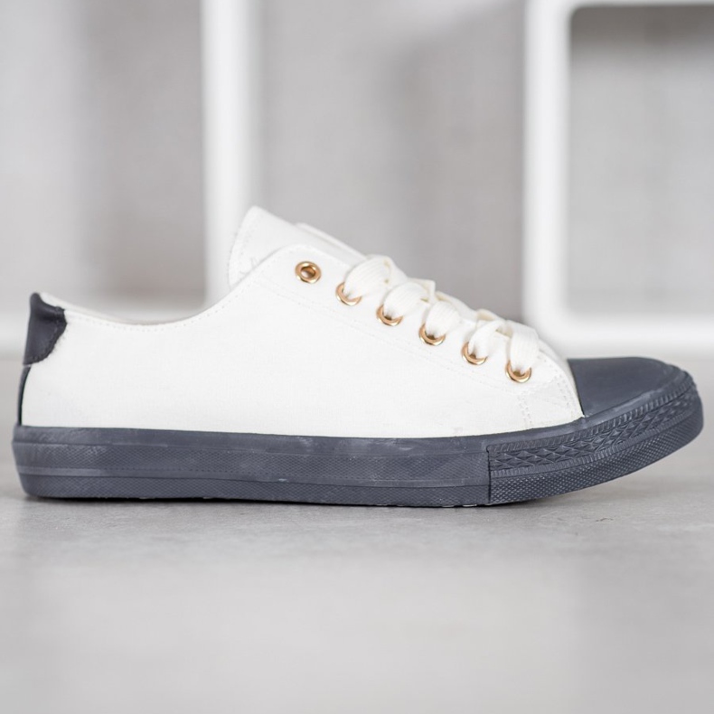 SHELOVET Textil sneakers vit grå 2
