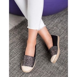 SHELOVET Svart Espadrilles med glitter 1