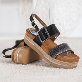 SHELOVET Sandaler på Snake Print Platform svart 1