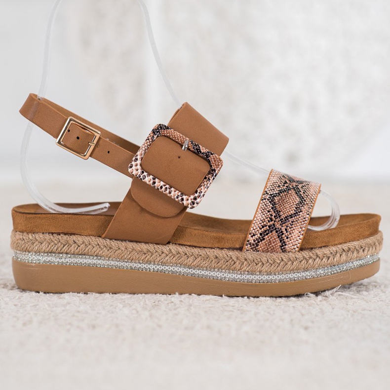 SHELOVET Sandaler på Snake Print Platform brun 2