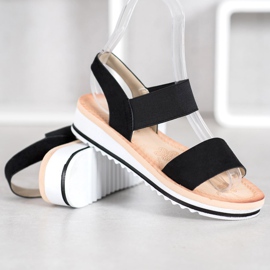 Mannika Sandaler i mocka på plattformen svart 1