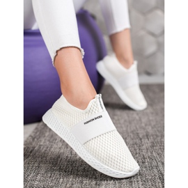 SHELOVET Slip-on sneakers med mesh vit 1