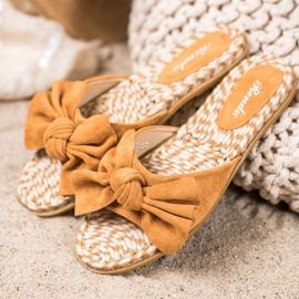 Renda Eleganta tofflor med rosett brun 1