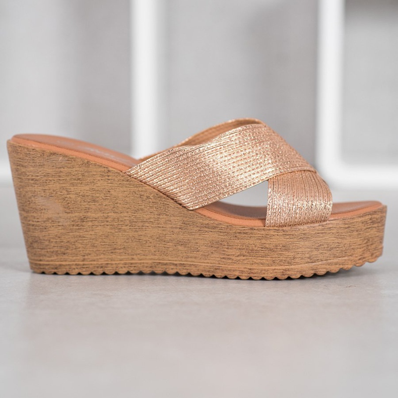 Renda Golden Wedge Tofflor gyllene 1