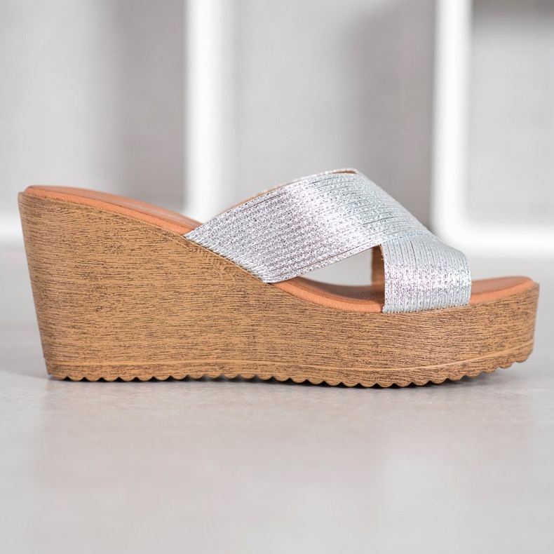 Renda Silver Wedge Tofflor grå 1