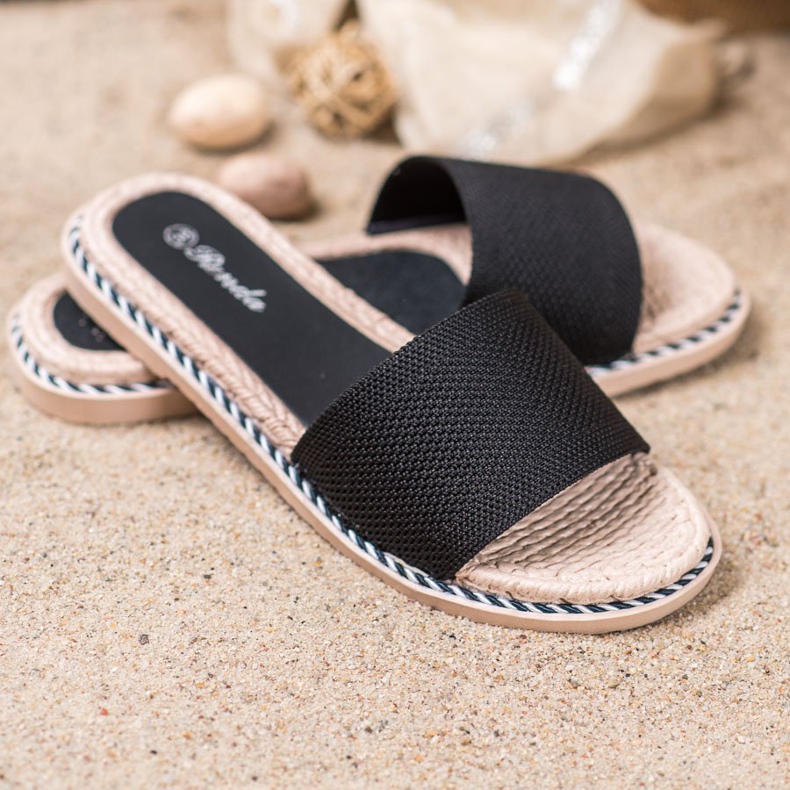 Renda Textila svarta tofflor 1