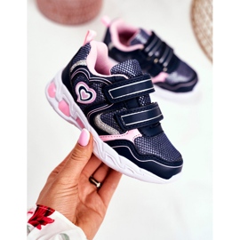 EVE Sportbarnskor som lyser på kardborreblå Marinblå Scarlet rosa 2