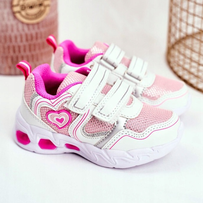 EVE Sportbarnskor som lyser vit Scarlet kardborreband rosa 1