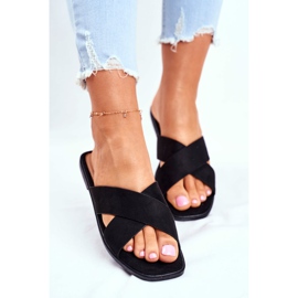 Tofflor för kvinnor, ränder, kors, svarta Filippinerna 2