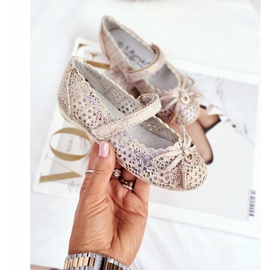 S.Barski Openwork Ballerinas med kardborrebandski Remtro brun mångfärgad 1