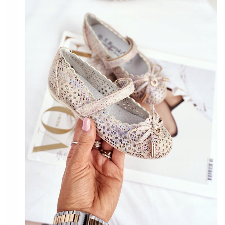 S.Barski Openwork Ballerinas med kardborrebandski Remtro brun mångfärgad 1