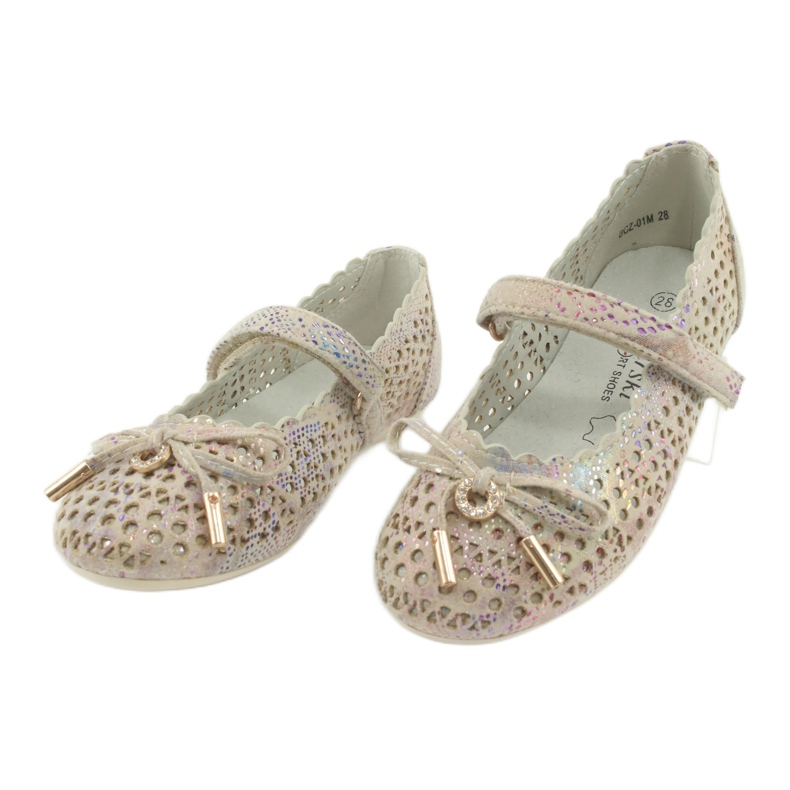 S.Barski Openwork Ballerinas med kardborrebandski Remtro brun mångfärgad 3