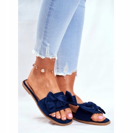 Malaysia tofflor för kvinnor med marinblå rosetter 1