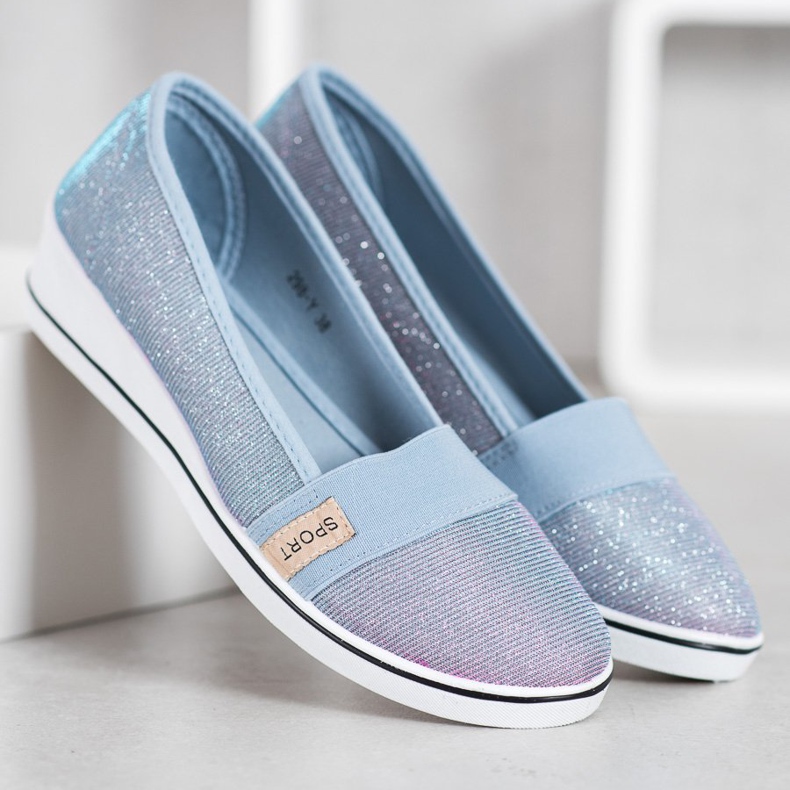 SDS Slip-on ballerinor med glitter blå 2
