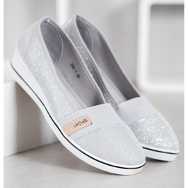 SDS Slip-on ballerinor med glitter grå 2