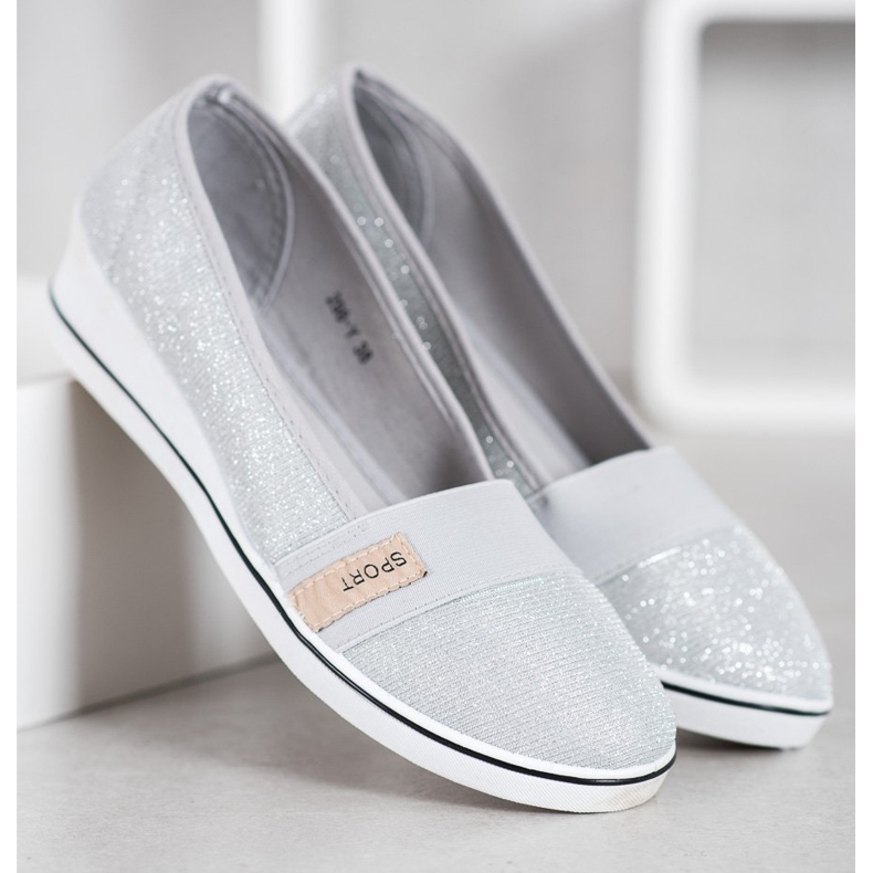 SDS Slip-on ballerinor med glitter grå 2