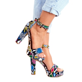 SEA Kvinnors sandaler på en högklackad färgstark orm Figaro mångfärgad 2