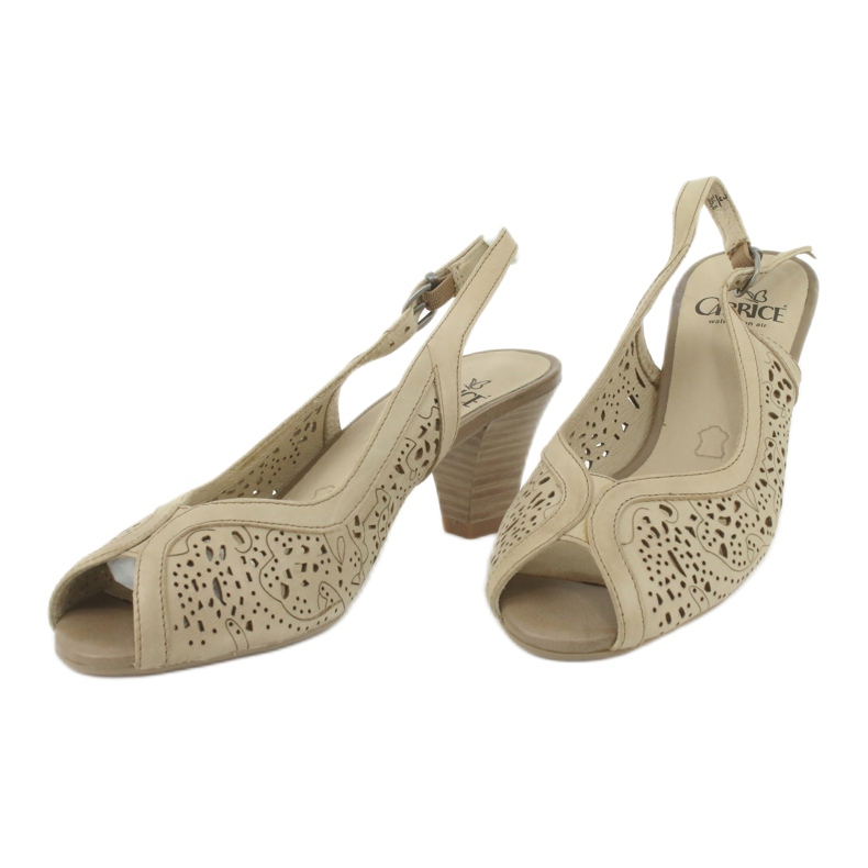 Caprice genombrutna lädersandaler 29606 beige 2