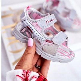 PL1 Barnsandaler med kardborregrå Grobino rosa 1