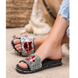 SHELOVET Silver tofflor med ansökan grå 1