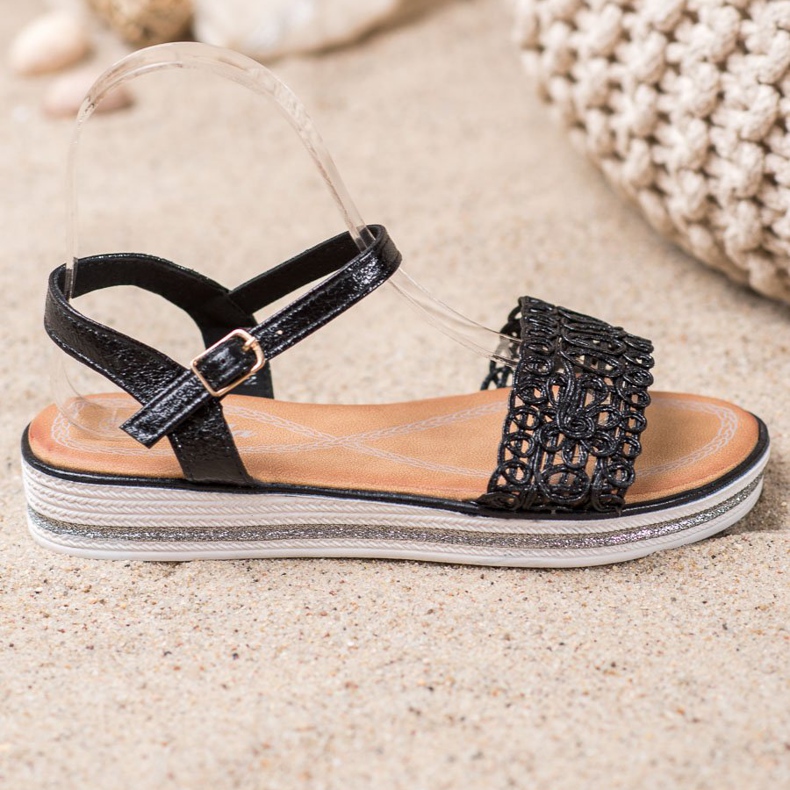 Renda Sandaler på plattformen svart 2