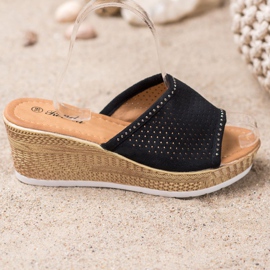 Renda Openwork Wedge Tofflor svart 2