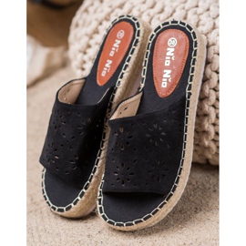 Nio Nio Tofflor På En Halm Plattform svart 2