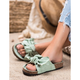 Renda Bekväma tofflor med rosett grön 1