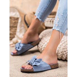 Renda Bekväma tofflor med rosett blå 1