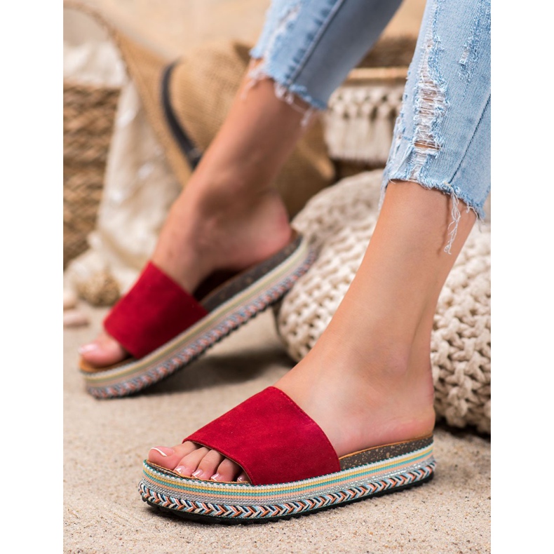 Renda Tofflor På Plattformen röd 1