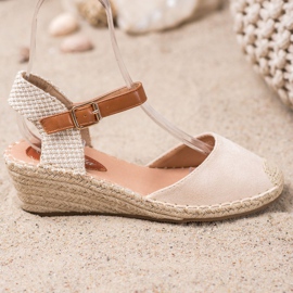 Renda Espadrilles med en upptäckt klack brun 2