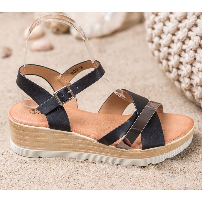 Renda Sandaler med kil svart 1