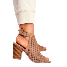 Bellucci Kvinnors genombrutna stövlar Peep Toe Beige Paradise 3