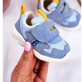 Apawwa Sportbarnskor kardborre mocka Blå Malbred 1