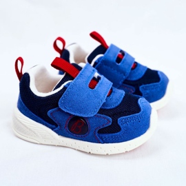 Apawwa Sportbarnskor med kardborre mocka Marinblå Malbred 1