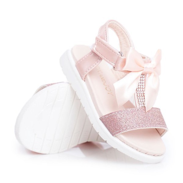 FRROCK Barnsandaler med kardborreband för tjejer Champagne Bella mångfärgad rosa 4