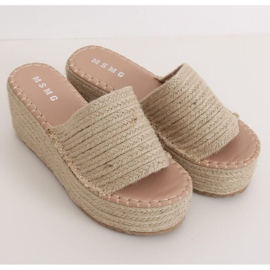 Beige espadrilles wedge tofflor LL909 Beige 1