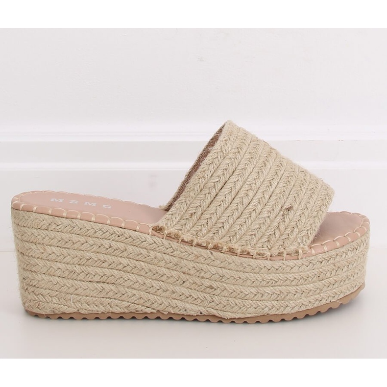 Beige espadrilles wedge tofflor LL909 Beige 2