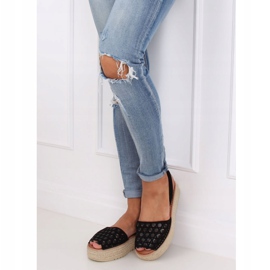 Svart WH931 Svarta sandaler med espadriller 1