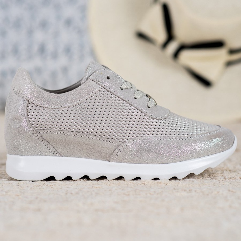 VINCEZA glänsande skinnskor grå 2