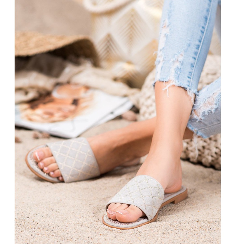 SHELOVET Eleganta mocka tofflor grå 1