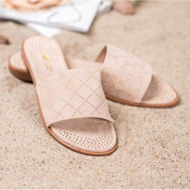 SHELOVET Eleganta mocka tofflor beige 2