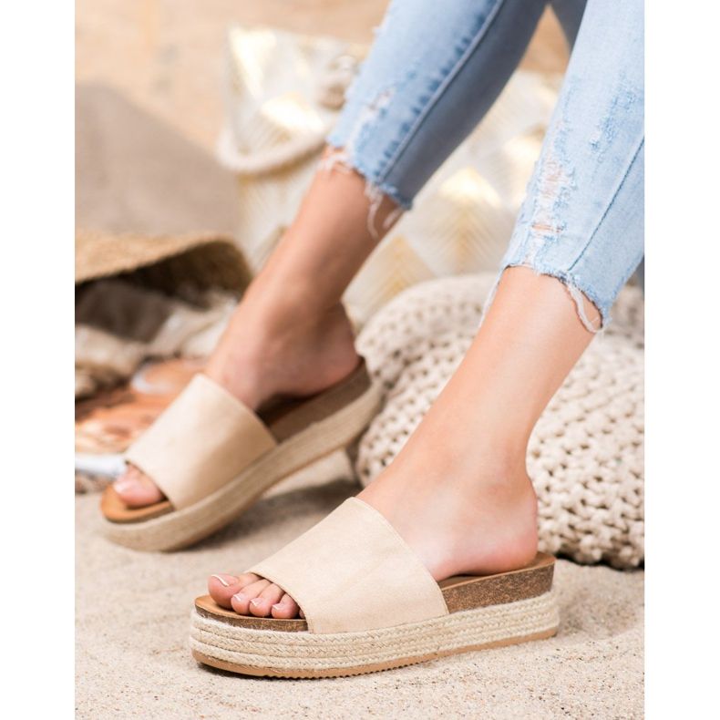 Renda Mocka tofflor på plattformen brun 1